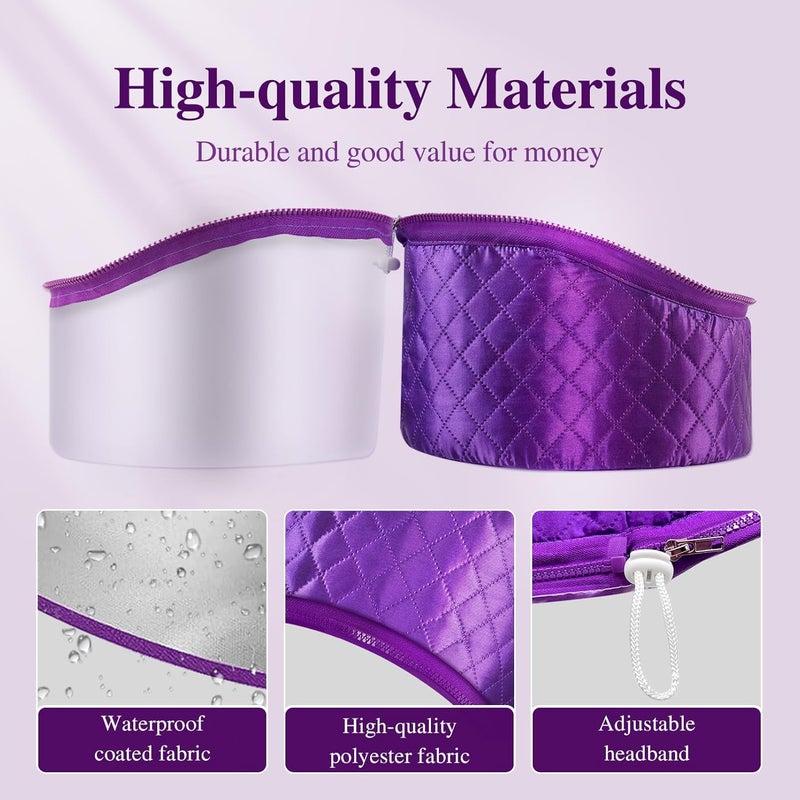 aopow Thermal Steam Cap for Natural Hair Treatment: 10-Level Heating Cap for Deep Conditioning and Hair Steaming - Quick Heat-Up, Purple - Image 5